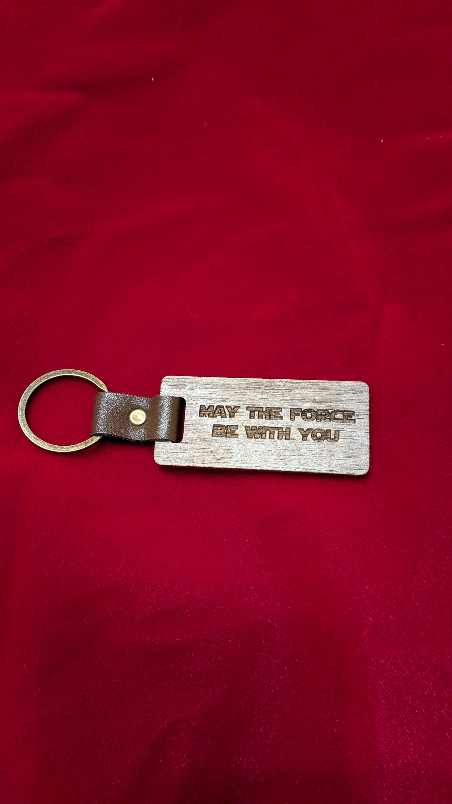 May The Force Be With You Walnut Keychain