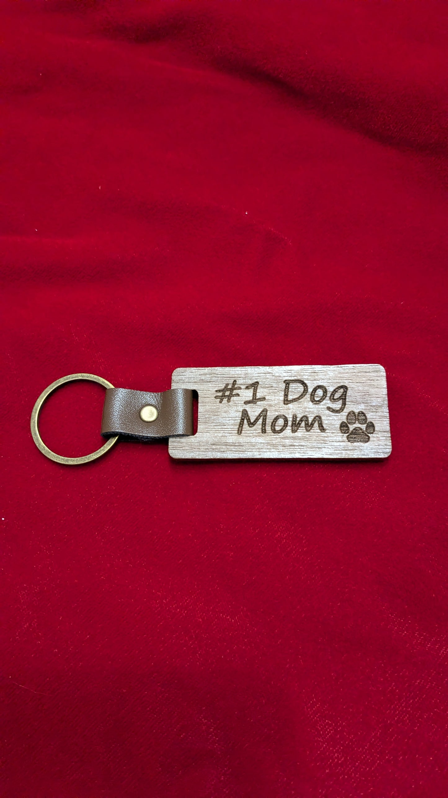#1 Dog Parent Walnut Keychain