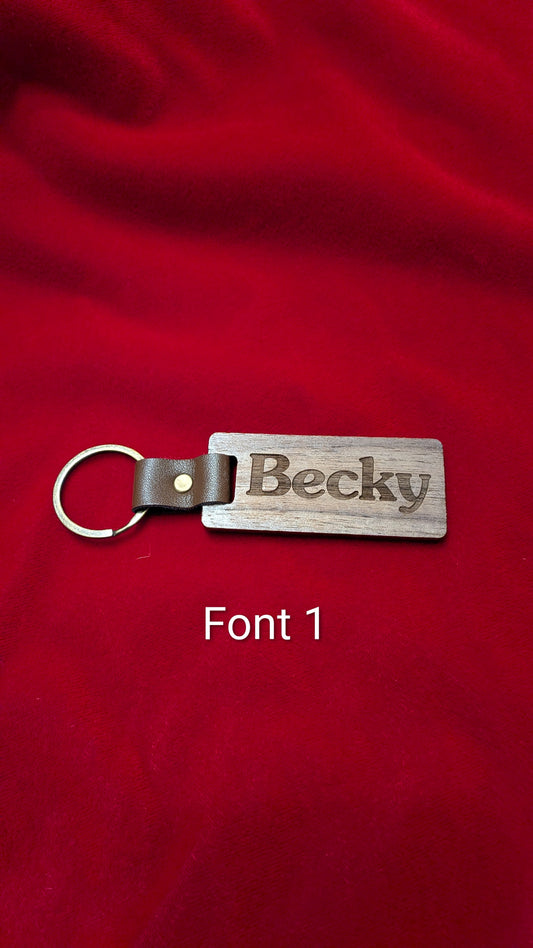 Personalized Name Walnut Keychain