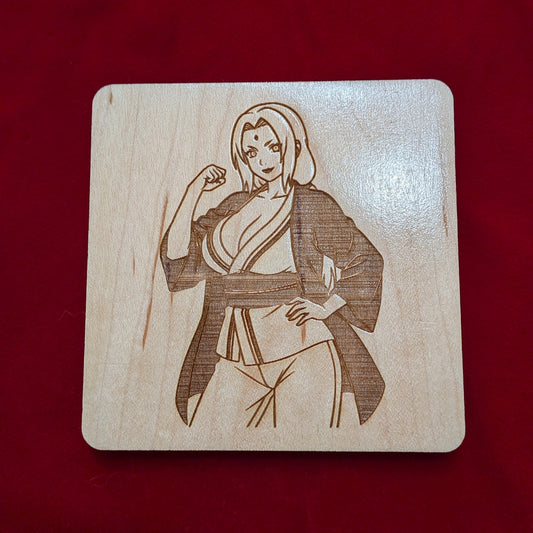 Lady Tsunade SFW moonbrush.arts Collab Coaster